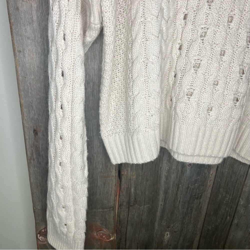 Spiritual Gangster Gemma Cable Knit Sweater Wool Alpaca White Sand Medium - Picture 6 of 13